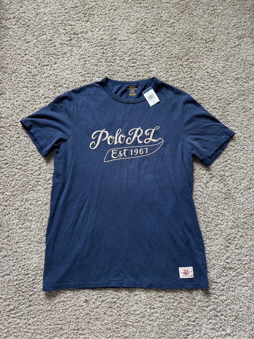 Polo Ralph Lauren Mens Classic Fit Script Embroidered Logo Shirt Navy Size L NWT